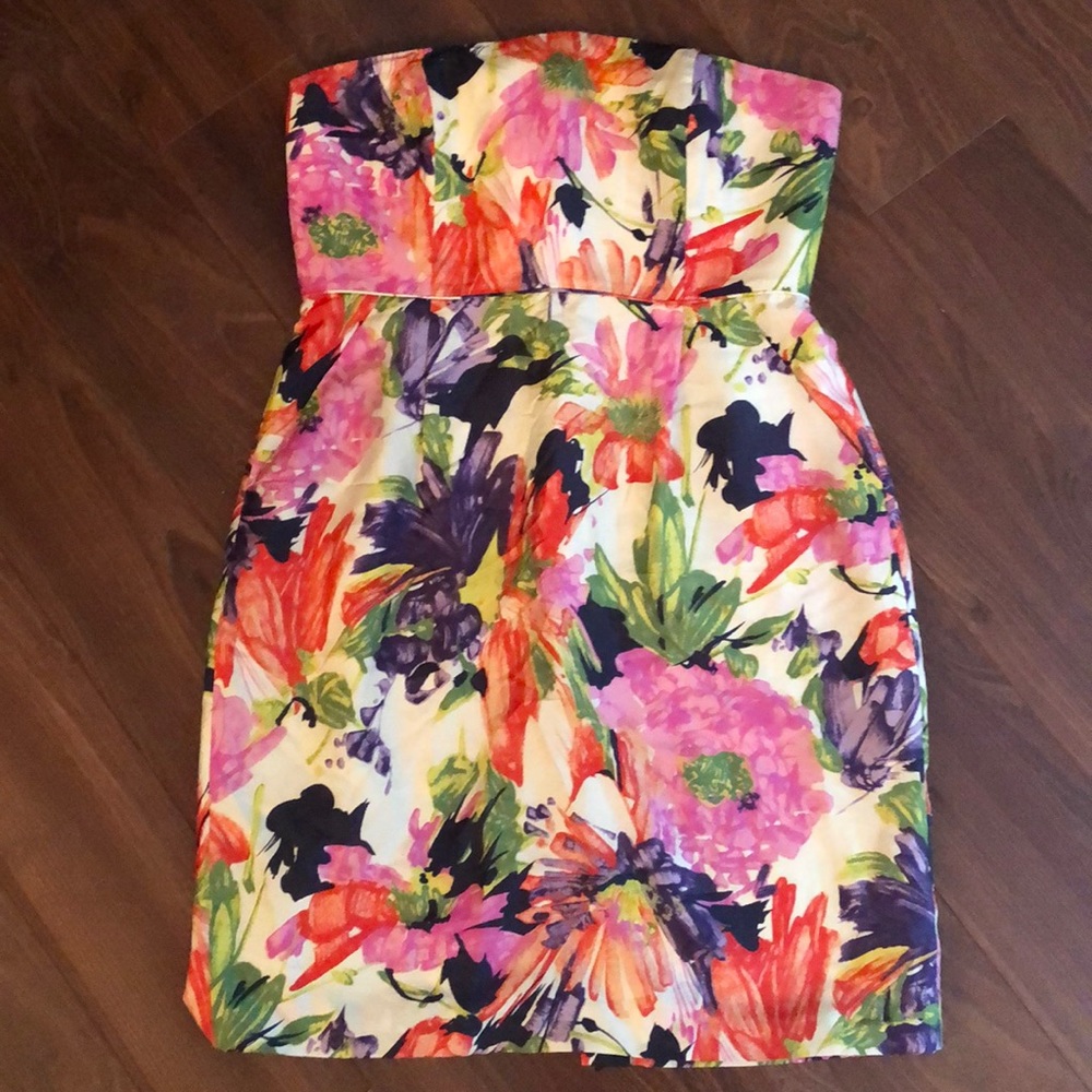 JCrew silk strapless dress with built in bodice